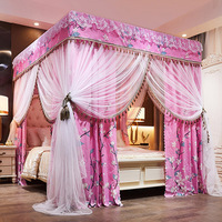 Moustiquaire de lit romantique pliable à 3 portes, grande taille, double couche, avec dentelle, occultante, pour usage domestique - Vente en gros