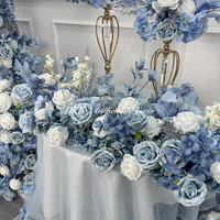 Arche de fleurs artificielles en soie bleue réaliste en gros pour mariage, fête des Mères, remise des diplômes et rentrée scolaire