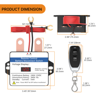 Interrupteur de relais de batterie 12V 360A, interrupteur de déconnexion de batterie, voltmètre LED, interrupteur de relais à télécommande avec 2 télécommandes sans fil