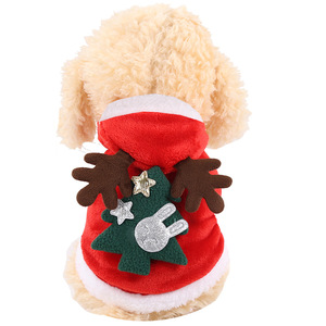 red funny dog clothes winter dog christmas clothes with hat - Product Image 3