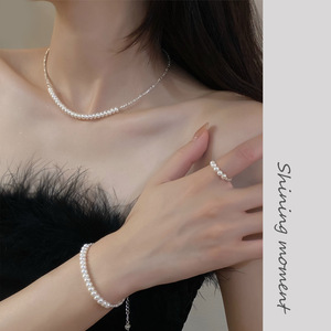 Collar de Perlas Francesas de Plata S925 para Mujer, Diseño Elegante y Simple con Cuentas de Plata Rota para Joyería de Verano - Product Image 2