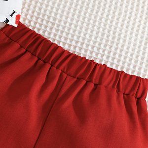 ชุดสองชิ้นลำลองสำหรับเด็ก, เสื้อผ้าเด็กแขนสั้นมีโบว์พิมพ์ลายตัวอักษร - Product Image 5