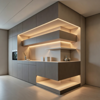 Buffet de salle à manger, meuble de rangement moderne pour salon avec éclairage LED, design flottant, armoire en bois
