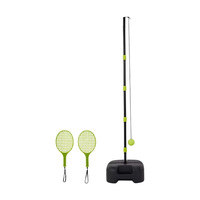 Set Permainan Tenis Portabel Anak untuk Luar Ruangan, Turnball Swing Ball Trainer, 1 Tiang 2 Raket 1 Bola, Bahan PE Tahan Lama, untuk Anak Usia 8+