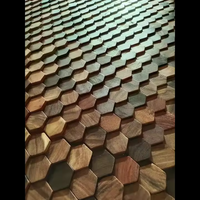 Panneaux de bois 3d au design moderne Décoration murale Art d'intérieur Panneau mural en nid d'abeille en forme d'hexagone