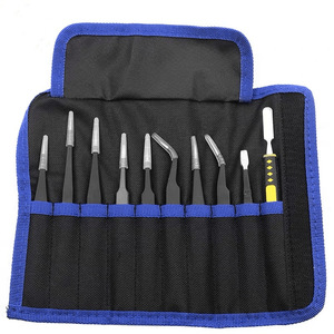 Juego de Pinzas Antiestáticas de Acero Inoxidable, 10 Piezas, para Manualidades, Electrónica, Joyería y Trabajo de Laboratorio - Product Image 5