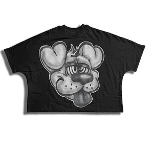 Camiseta personalizada de fábrica de alta calidad de peso pesado Street Hipster Drop Shoulder camiseta serigrafiada 100% algodón Unisex recortada camisetas - Product Image 2