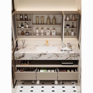 Waterproof Wall-mounted <strong>Bathroom</strong> Washstand Cabinet Vanity Mirror Integrated <strong>Basin</strong> Featuring Large <strong>Storage</strong> Capacity Modern Design - Product Image 2