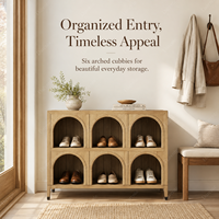 Vitrine de Luxe pour Magasin de Chaussures, Présentoir Arqué en Bois pour Chaussures avec Compartiments Ouverts pour Boutiques, Foyers et Entrées