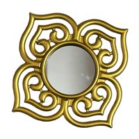 Miroir mural rectangulaire vintage Art Déco fait main en plastique, cadre orné de motifs en relief, blanc et or, pour la décoration de chambre.