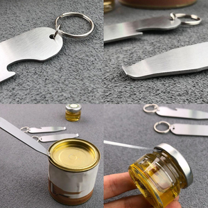Op maat gemaakte logo-embossing laserprint roestvrijstalen verf blikopener mini-klauwtool met sleutelhanger - Product Image 4