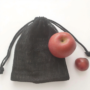 Bolsa de productos de malla de algodón negro de moda para compras y almacenamiento de comestibles - Product Image 4