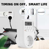 Timer Sakelar Waktu Digital Soket UK EU Tampilan LCD Dapat Diprogram Mingguan 220-240V 50Hz 10A