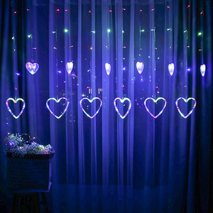 Yeni stil kalp şekilli peri lamba led pencere dekorasyon için dize ışık festoon saçağı ışık yatak odası duvar kapı asılı çan - Product Image 5