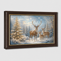 Xinhangchen Décoration Murale de Mariage Classique Luxueuse Art Déco Faite à la Main en Bois et Toile, Motif Scénique Multifonctionnel Teinté Brun