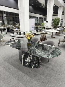 Muebles Modernos para Sala de Estar en Verde <span class=keywords><strong>Prada</strong></span>, Mesa de Comedor de Mármol Irregular con Cubierta de Piedra Premium para Villa - Product Image 2