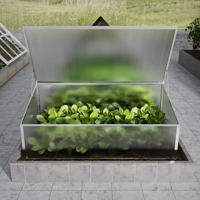 Modernes Mini-Hochbeet mit Aluminiumrahmen, Dreieckig, Gewächshaus mit Aufklappbarer Polycarbonat-Abdeckung, UV-Schutz, für den Garten