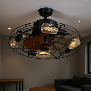 Ventilador de Techo LED Industrial de 3 Aspas con Motor DC, Control Remoto, Montaje Empotrado, Regulable, 3 Velocidades, Cuerpo de Acero Negro - Product Image 2