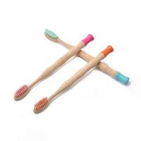Brosse à Dents en Bambou à Petits Picots Végétaux pour Usage Quotidien, Manche Plat Ondulé, Dureté Moyenne, Étui de Voyage, Lot en Gros pour Adultes