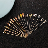 Palillos Decorativos de Acero Inoxidable para Cócteles, Palillos para Comida, Palillos para Bebidas, Palillos para Frutas Plateados, Herramientas de Bar, 46 Diseños