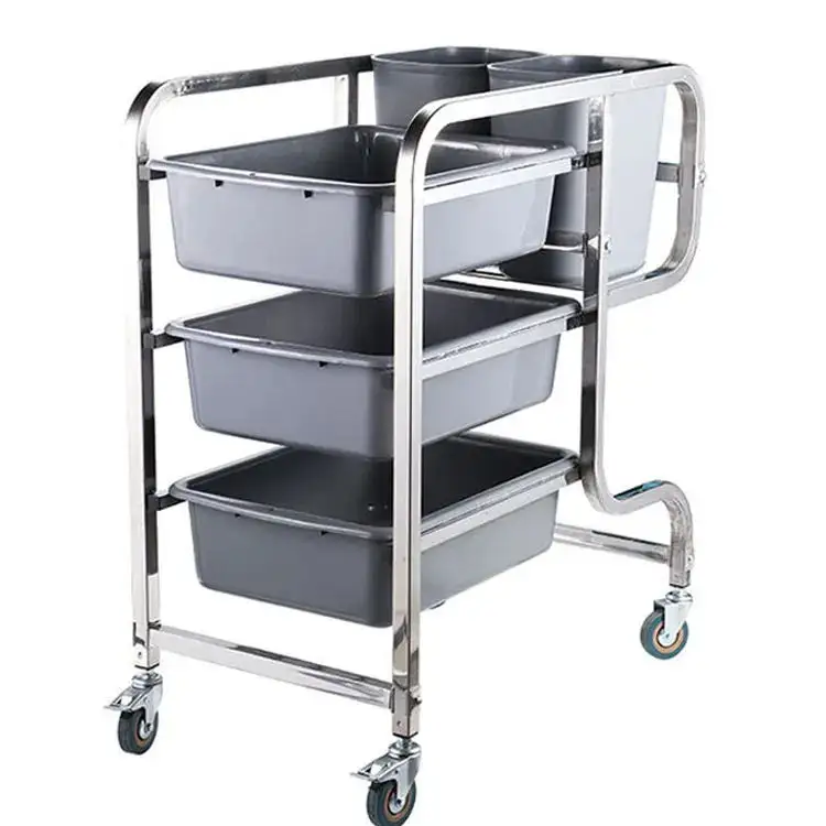 Garbage Bin Cleaning Hotel Housekeeping Cart Trolley Laundry Cart Stainless Steel Executive Service Food Plastic Restaurant