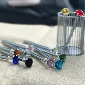 2022 Beliebteste Mode farbige Diamant Kristall Metall Silber Kugelschreiber versand bereit