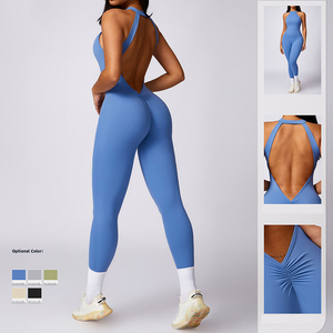 Custom 4-Way Stretch Women's Quick Dry 1pcs Yoga Bodysuit V Waist Scrunch Butt <strong>Tight</strong> Fitness Workout Running Sports Jumpsuits - Product Image 3