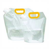 Pochette Doypack alimentaire réutilisable avec bec verseur, robuste, transparente en PET/Nylon/LDPE, 5L, avec poignée solide pour l'emballage d'eau