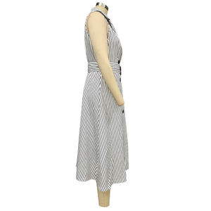 Vestibilità A righe senza maniche <span class=keywords><strong>camicia</strong></span> A linea lungo Blazer donna Maxi abito da donna - Product Image 5