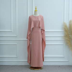 Abaya Elegante da <span class=keywords><strong>Donna</strong></span> Islamica Taglie Forti con Perle e Diamanti, Vestito Musulmano Modesto per l'Eid - Product Image 3