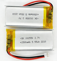 Batterie au lithium polymère SUNKING 3.7V 1500mAh 102550 certifiée CE avec carte de protection pour guirlande lumineuse et manette de jeu