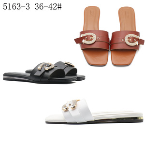 2025 <strong>Women's</strong> Solid Color Metal Buckle Flat Slippers <strong>Women's</strong> Instagram <strong>Fashion</strong> Holiday Beach Summer Sandals - Product Image 4