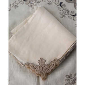 Mantel Redondo de Lino y Encaje Cant de Robcultura con 8 Servilletas de Tela de Poliéster para Hoteles y Bares con Estampado Cuadrado - Product Image 3