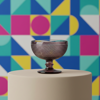 Ins Aesthetic Dot Bead Embossed Retro Relief Voetige Soda-kalk Glazen Schaal 374ml Meerkleurig Vaatwasmachinebestendig Dessertbeker Keuken