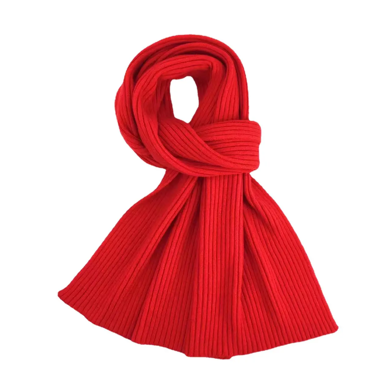 Wholesale muti color core-spun yarn knitting warm scarves custom embroidery logo winter knit scarf for men women
