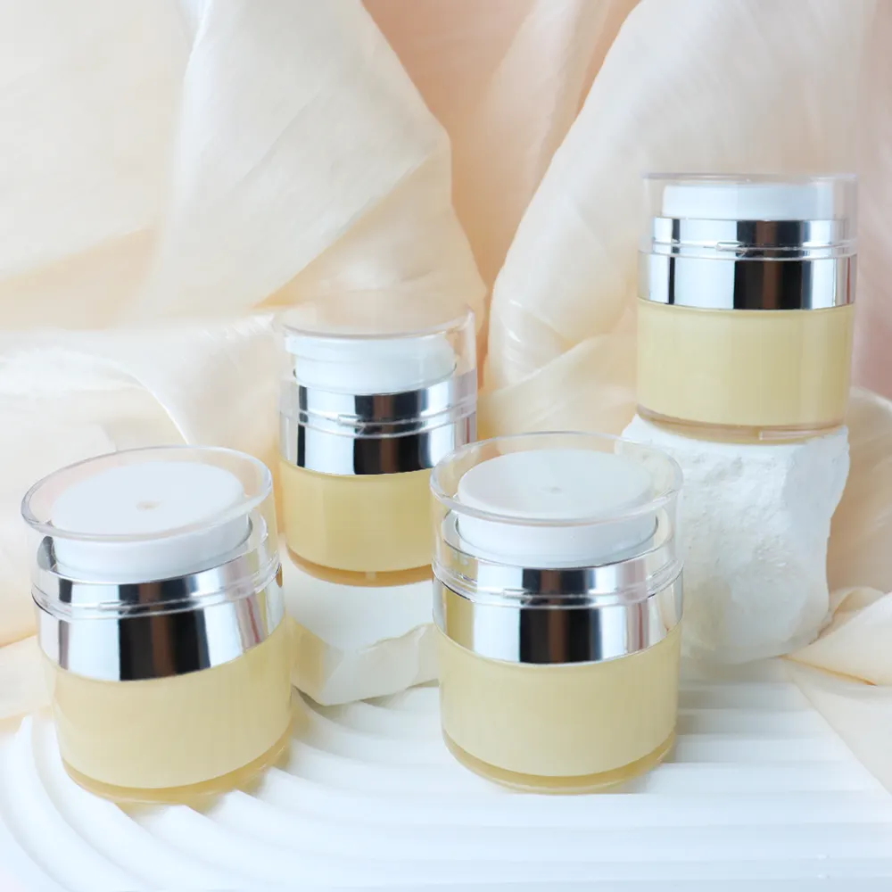 Customs logo 15g 30g 50g 80g 100g press type vacuum cream jar travel portable airless jar face cream jar