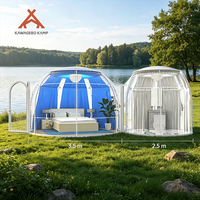 Dôme géodésique préfabriqué en polycarbonate PC Kawagebo Kamp (KK) de 3,5 m + 2,5 m de diamètre, rond, pour hôtel en plein air