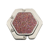 Meetee BB-090 9*4.6cm Crochets hexagonaux pliables portables en alliage de zinc à paillettes pour sac à suspendre sur le côté de la table, support de sac à main