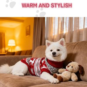 <span class=keywords><strong>Prix</strong></span> d'usine – Nouveau pull pour chien à col roulé, motif cerf, tricoté, chaud, doux et respirant, idéal pour l'hiver et les fêtes de Noël - Product Image 5