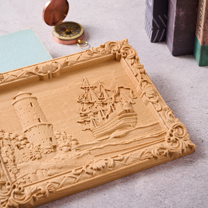 Placa de Pared de Madera con Relieve de Faro Costero y Velero, Panel de Paisaje Náutico, Decoración Vintage para el Hogar con Marco de Madera - Product Image 5
