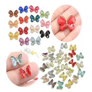Enamel Butterfly DIY Craft Charms Artificial Alloy Jewelry Accessory Gold Color Plated 100pcs Factory Supply
