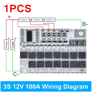 Placa de Circuito de Protección de Batería de Litio Ternaria 5S 4S 3S BMS 100A 21V 18V 16.8V 12V 18650 Li-ion LMO con Carga Balanceada - Product Image 4
