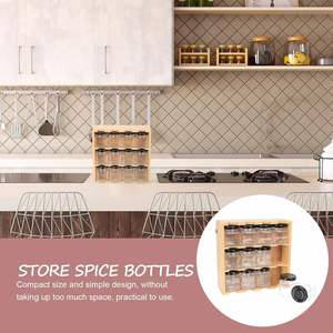 2025 Bamboo Spice Rack <b>Storage</b> Shelves 3 Tier Standing Spice Rack Organizer <b>Kitchen</b> with 12 Spice Cans - Product Image 2