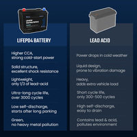 Batterie de démarrage au lithium 12V 90Ah pour véhicule tout-terrain avec affichage de puissance 1100CCA à décharge élevée, fournisseur OEM