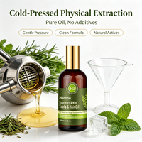 Huile capillaire naturelle OEM à la menthe et au romarin, anti-chute, favorisant la croissance des racines, soin du cuir chevelu, sérum d'huile essentielle pour la repousse des cheveux