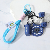 Porte-clés créatif en corde tressée avec pendentif disque de poids en caoutchouc souple PVC, style sportif, pour la gym et les cadeaux promotionnels