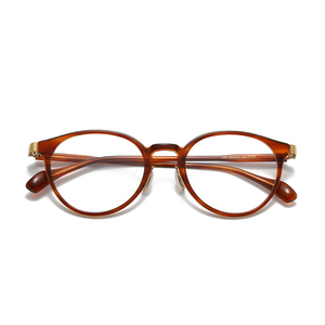 Monturas de Gafas Redondas con Aro Completo, Color Marrón Sólido, Unisex, Ligeras, para Corrección de la Visión, Adultos, para Todas las Formas de Rostro - Product Image 1