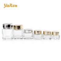 Vente en gros de pots à crème carrés transparents personnalisés de 15g, 20g, 30g, 50g, 70g, 100g, pot à crème pour les yeux en verre de haute qualité résistant à la corrosion