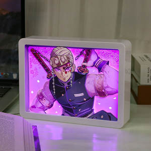 Cadeau Anime Demon Slayer Uzui Tengen Nezuko <span class=keywords><strong>Tanjiro</strong></span> Figurine d'action Gojo Boîte à lumière Anime Lampe de nuit 3D Lampe de table Décoration de la maison - Product Image 5