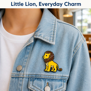 Broche <span class=keywords><strong>en</strong></span> émail personnalisée économique, motif lion <span class=keywords><strong>de</strong></span> dessin animé mignon, mèches dorées jaunes et brunes, profil debout, vente <span class=keywords><strong>en</strong></span> <span class=keywords><strong>gros</strong></span>, OEM, ODM, marque privée - Product Image 2